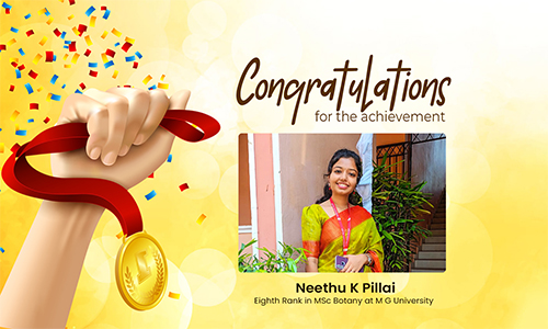 Neethu K Pillai Secures Eighth Rank in MSc Botany at M G University