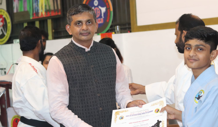 Dayanand Parameswar of Class VIII Earns Black Belt in Kung-Fu