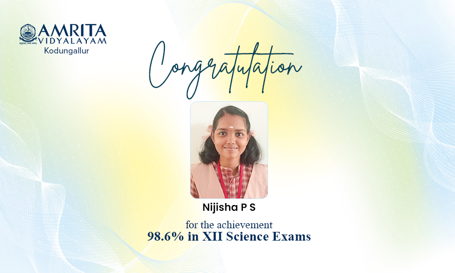 Nijisha P S of Amrita Vidyalayam Kodungallur Achieves 98.6% in XII Science Exams