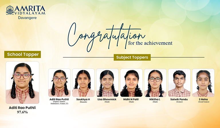 Amrita Vidyalayam Davangere Celebrates Exceptional Academic Achievements in CBSE Exams