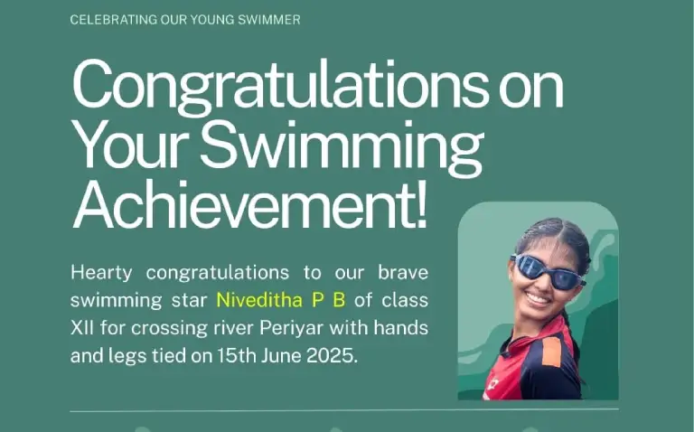 Amrita Vidyalayam Edappally Celebrates a Historic Swimming Feat by Niveditha P B