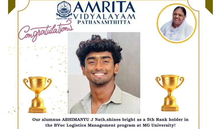 Proud Achievement by Abhimanyu J. Nath – 5th rank in the B. Voc. Logistics Management 