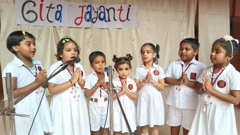 Chanting shlokas, spreading peace β our young learners celebrated Gita Jayanti with grace.