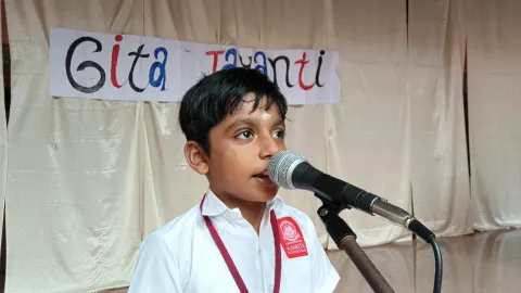 Chanting shlokas, spreading peace β our young learners celebrated Gita Jayanti with grace.
