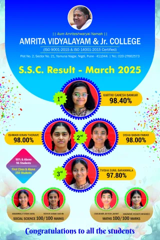 Amrita Vidyalayam Pune Achieves 100% Result in SSC March 2025 Exams