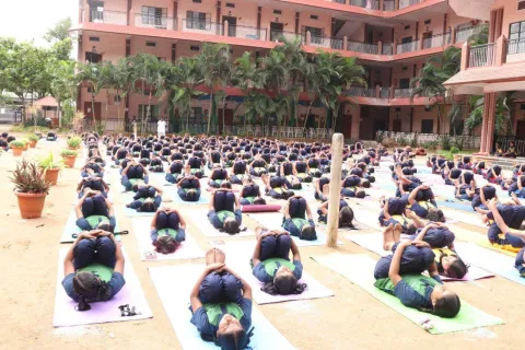 International Yoga Day celebrates at Amrita Vidyalayam, Davanagere 