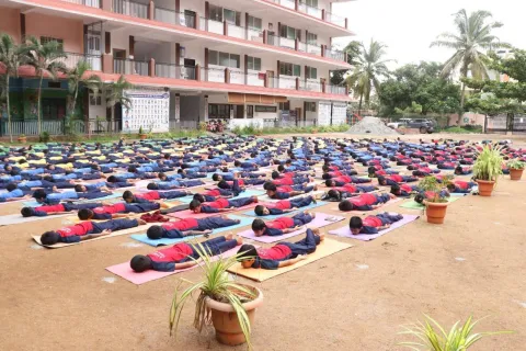 International Yoga Day celebrates at Amrita Vidyalayam, Davanagere 