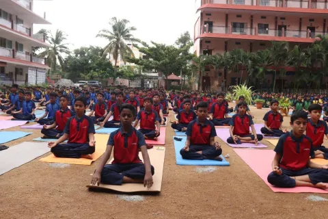 International Yoga Day celebrates at Amrita Vidyalayam, Davanagere 