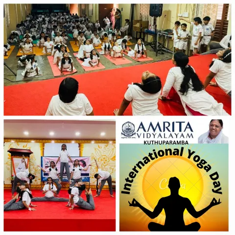 International Yoga Day celebrates at Amrita Vidyalayam, Kuthuparamba 